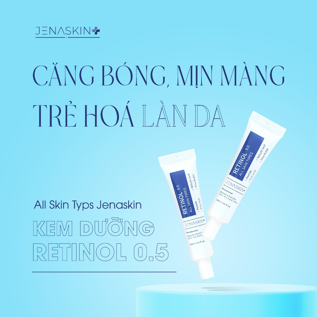 Kem retinol Jenaskin, kem dưỡng căng bóng, trẻ hóa, trắng da mờ thâm nám retinol 0.5% All Skin Types 30ml