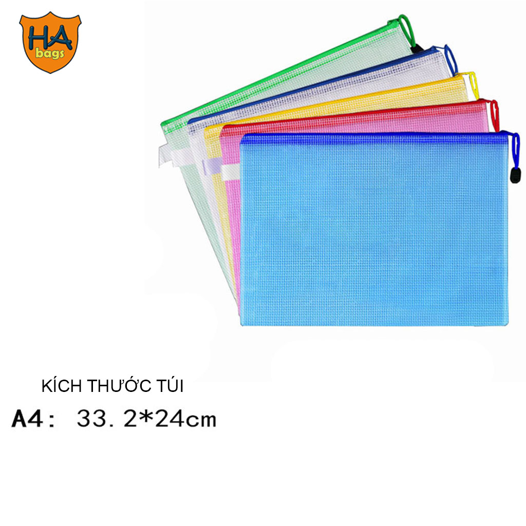 Túi nhựa đựng tài liệu khổ A4 có khóa kéo, túi đựng đồ dùng học tập HB1008