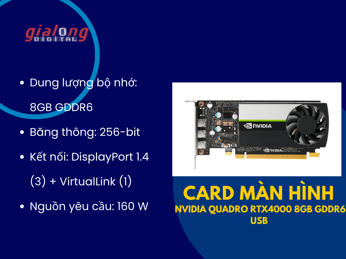 Card màn hình VGA NVIDIA QUADRO RTX4000 8GB - Hàng chính hãng