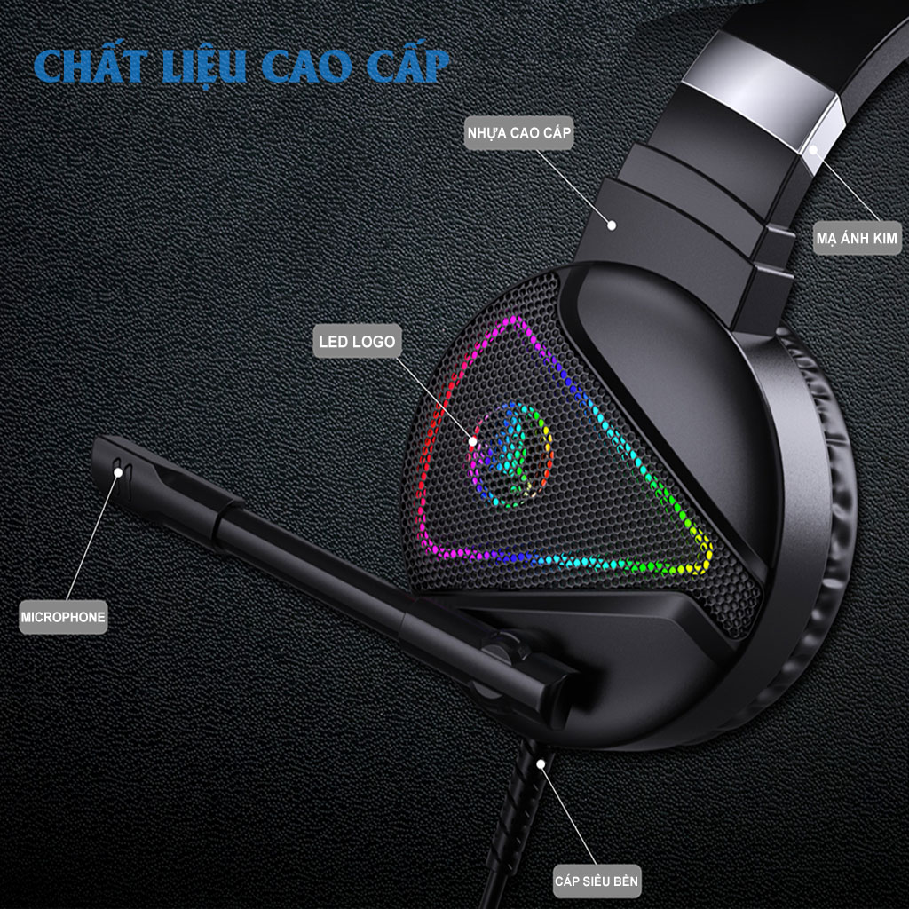 Tai nghe chụp tai Gaming tích hợp Mix HXSJ F16 RGB Jac 3.5mm âm thanh 3D Bass cực đã chuyên dùng nghe nhạc, chơi game - Hàng chính hãng