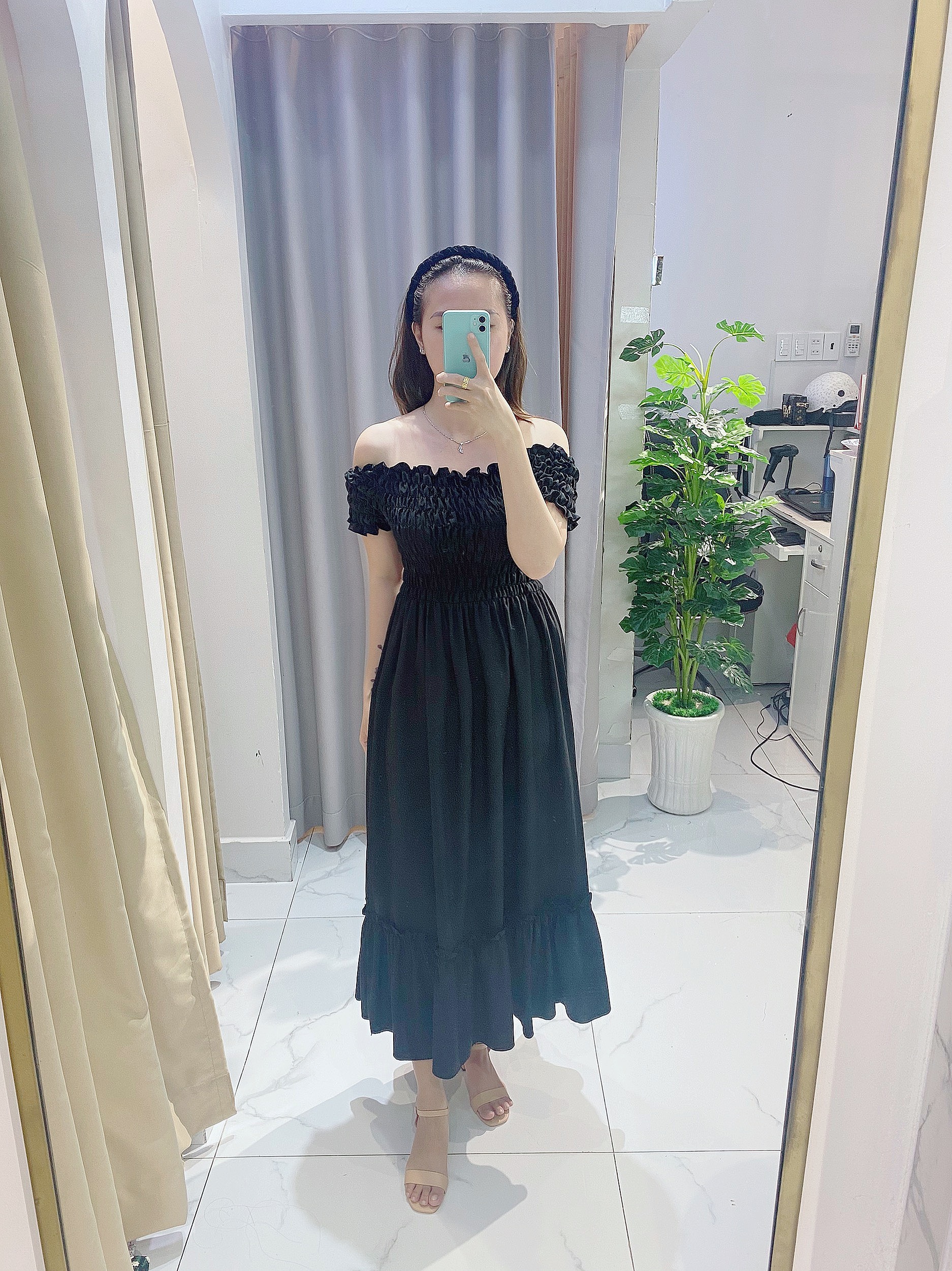 Váy đầm nữ dáng dài xòe , mẫu váy đầm xòe công chúa cộc tay, 2 màu đen đỏ nổi bật - V001