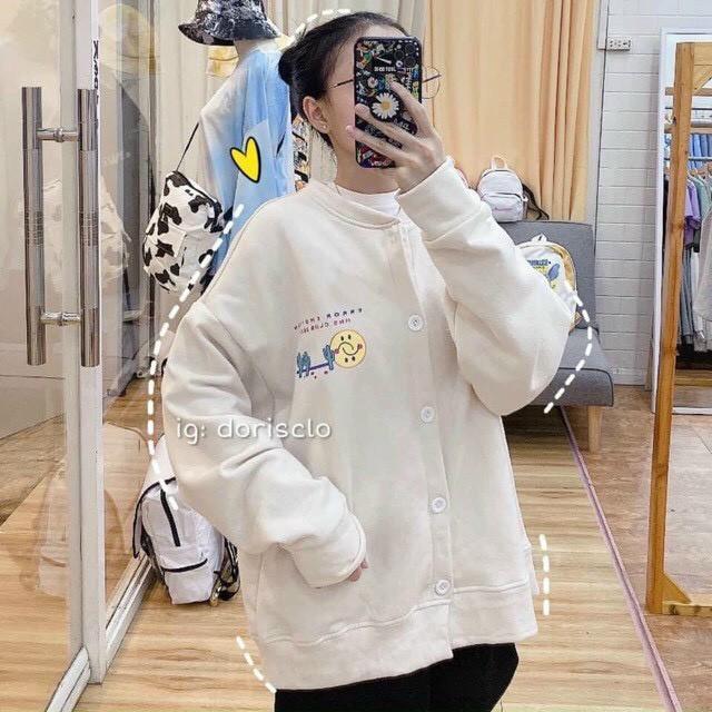 Áo khoác nỉ cardigan unisex form rộng SmileZ phong cách ulzzang SmileZ