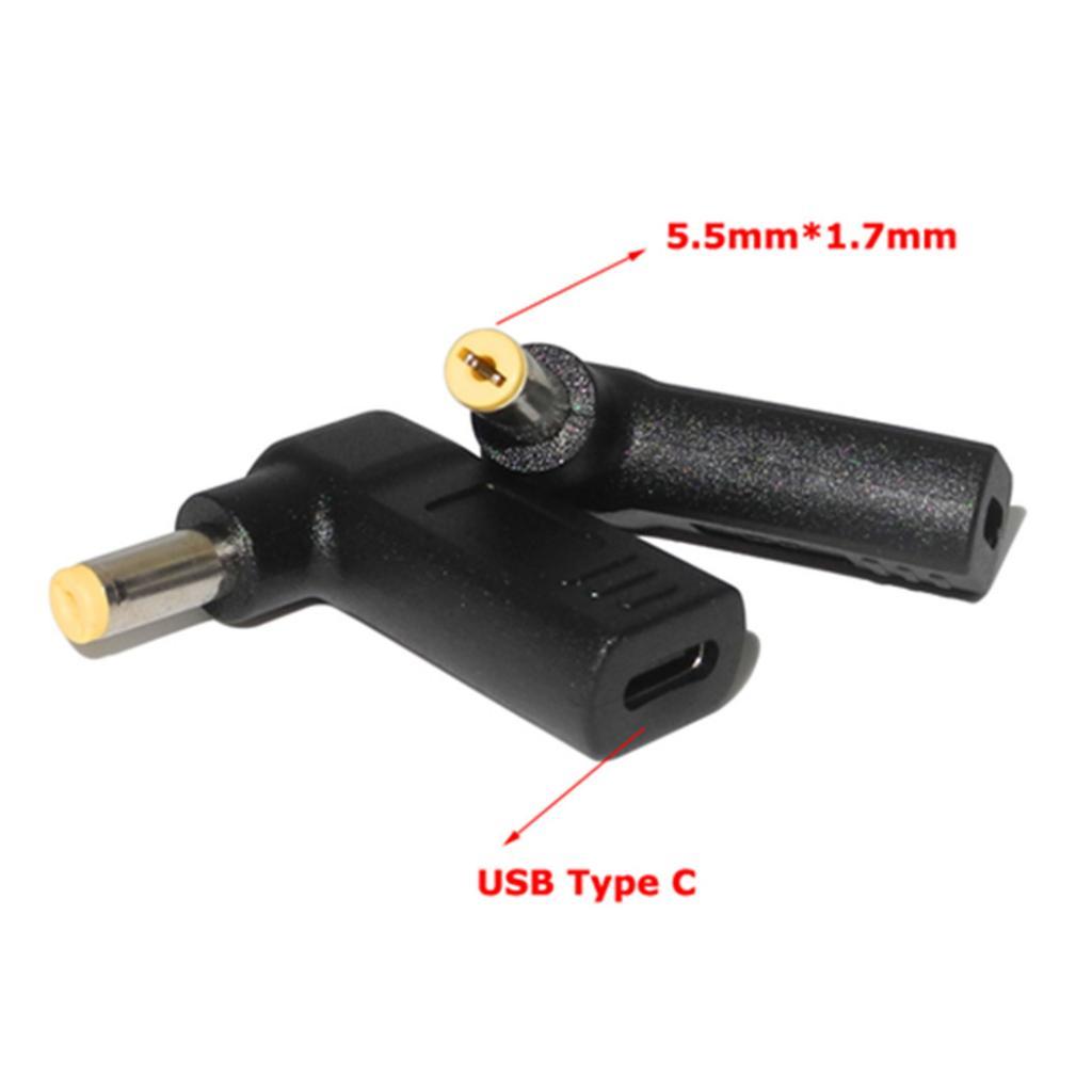 Type-c Female To 5.5*1.7mm Male 90 Degree Angle W/PD Chip DC Laptop Charger