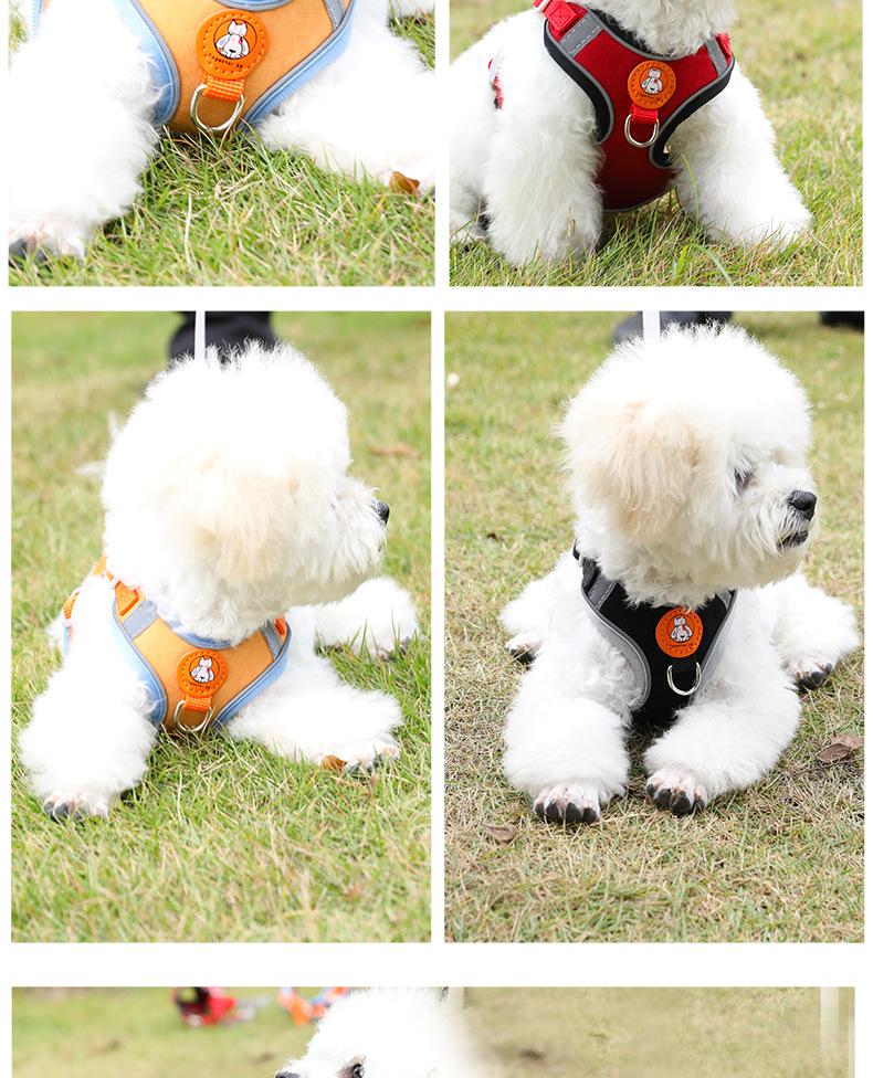 Dây đai cho chó - Dây nịt áo có thể điều chỉnh, Áo phản quang mềm, Dây xích - dành cho Mèo và Chó con, m-Đen