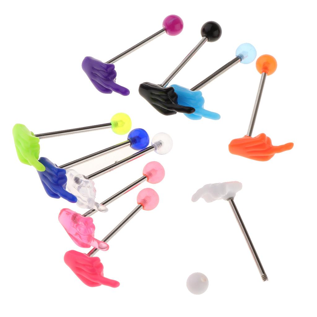 10Pcs Stainless Steel Lip Chin Labret Bar Tongue Ring Stud Tragus Piercing