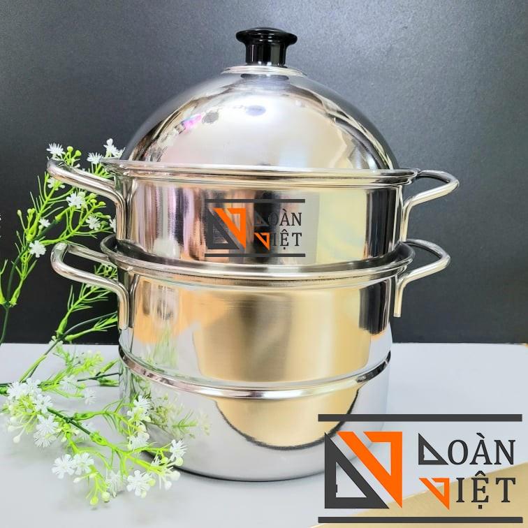 Bộ Xửng Hấp 2 tầng Inox 20cm - Siêu Tiện Ích với vỉ rời chia 2 tầng dùng làm nồi hấp vừa nồi nấu ăn. Kích thước nhỏ gọn Hấp Bánh, chưng cất Phù hợp gia đình