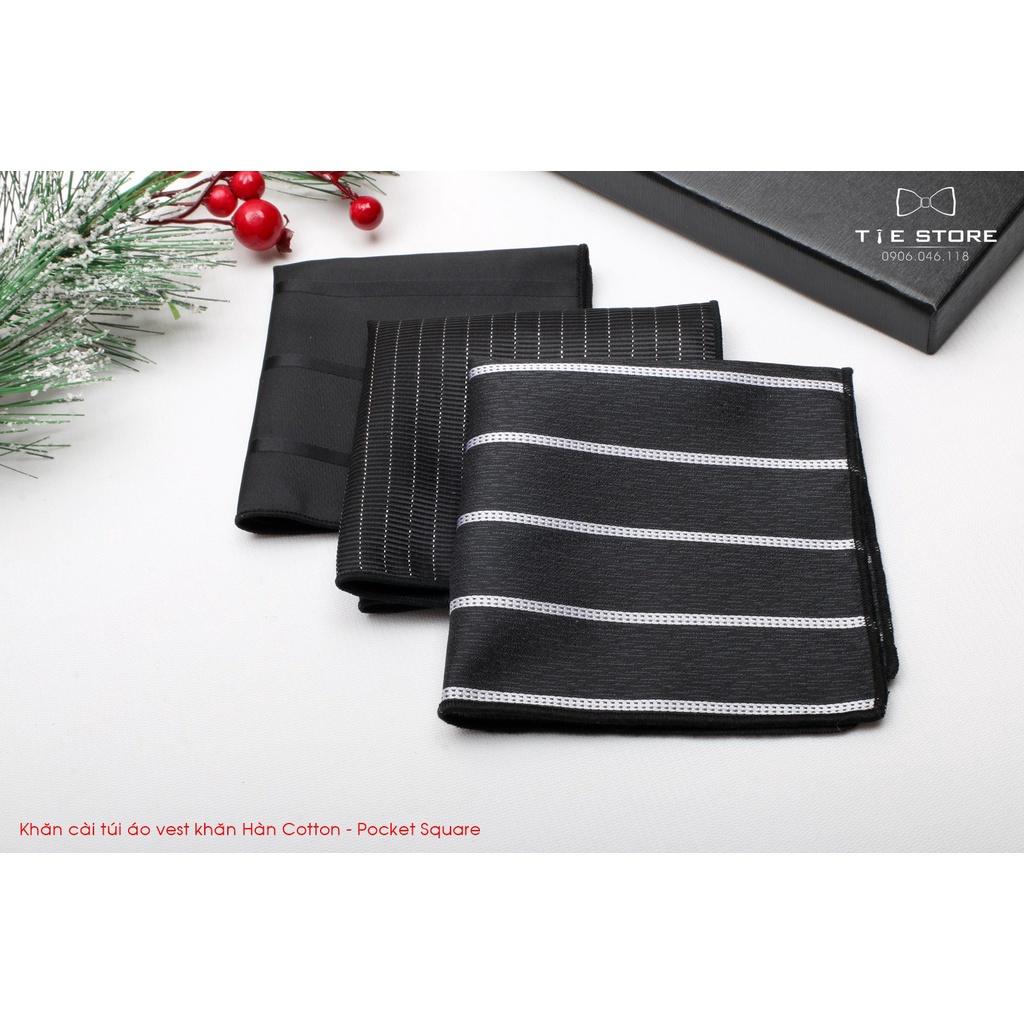 Khăn Cài Túi Áo Vest - Pocket Square, phụ kiện lịch lãm, kẻ đen