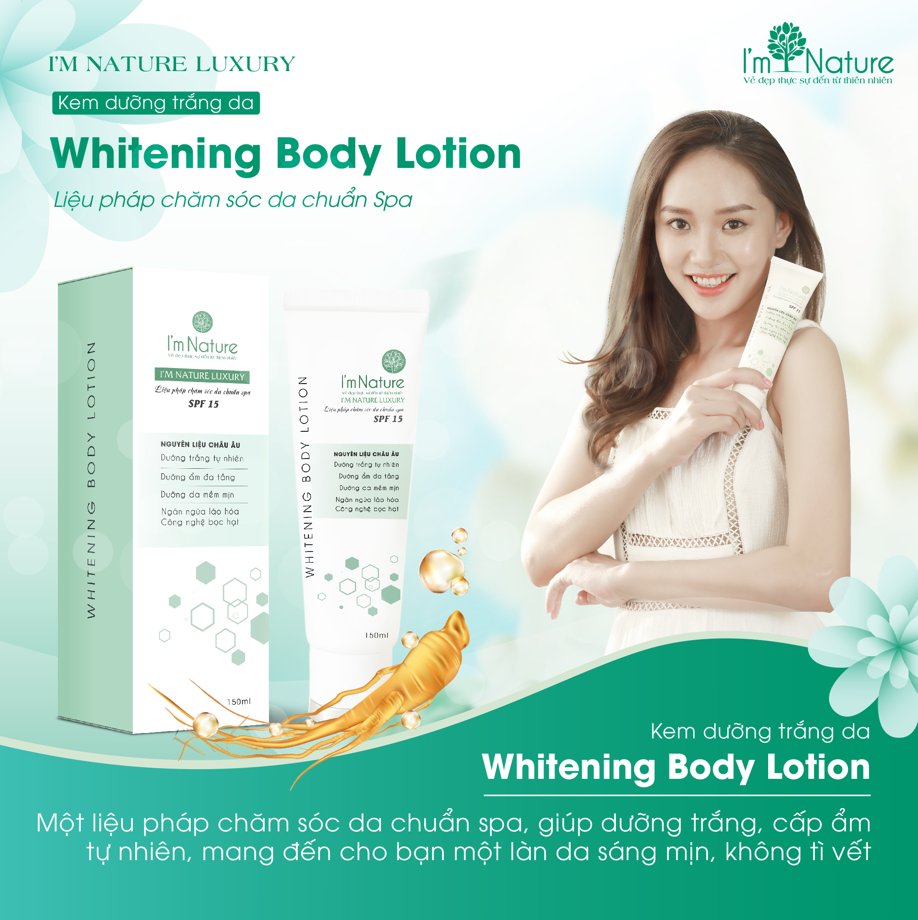 Kem dưỡng trắng da Whitening Body Lotion I'M NATURE 150ml