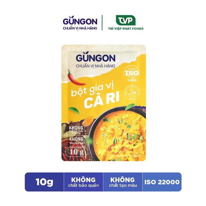 Bột gia vị cà ri GUNGON tẩm ướp chế biến cà ri, xào lăn, xả ớt gói 10g