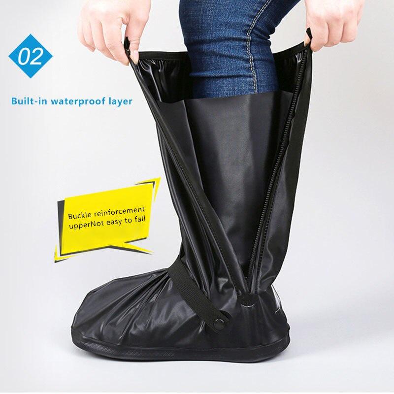 High Tube Thicking Waterproof Shoes Boots Cover Waterproof Reusable Motorcycle Cycling Bike Boot Rain Shoes Cover for Men Women