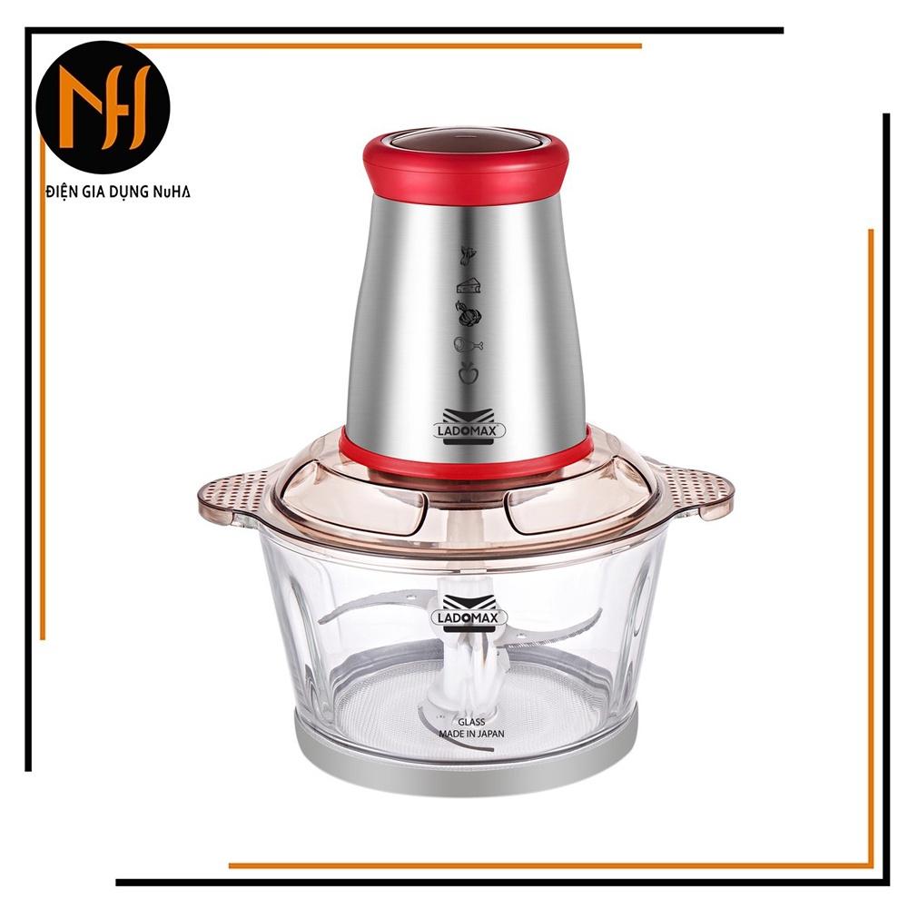 Máy xay thịt cối thủy tinh 2.0L thân máy inox Ladomax HA-333Inox