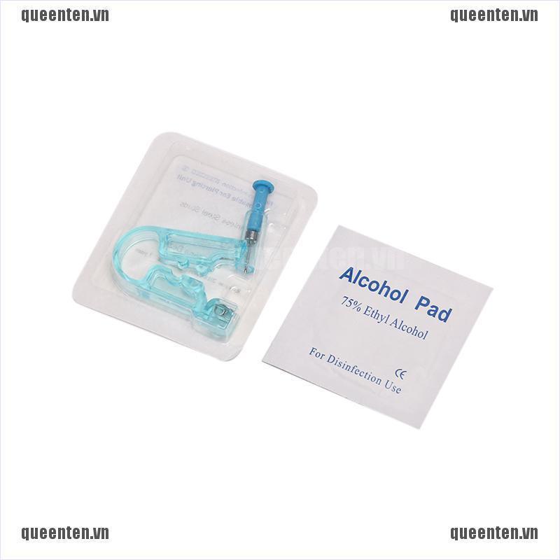 Disposable Blue Ear Sterile Piercing Kit within 1pc Ear Ring +1Pc Pad QUVN