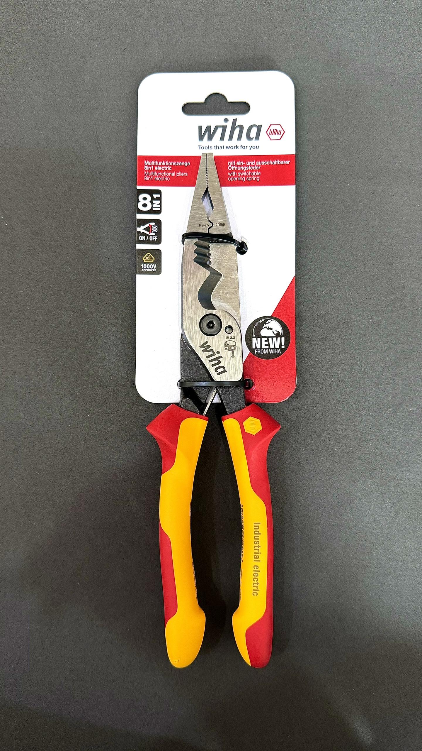 Kìm Đa năng 8 trong 1 cách điện chuyên nghiệp Wiha 45490 (8 in 1, kèm bìa treo 45705)