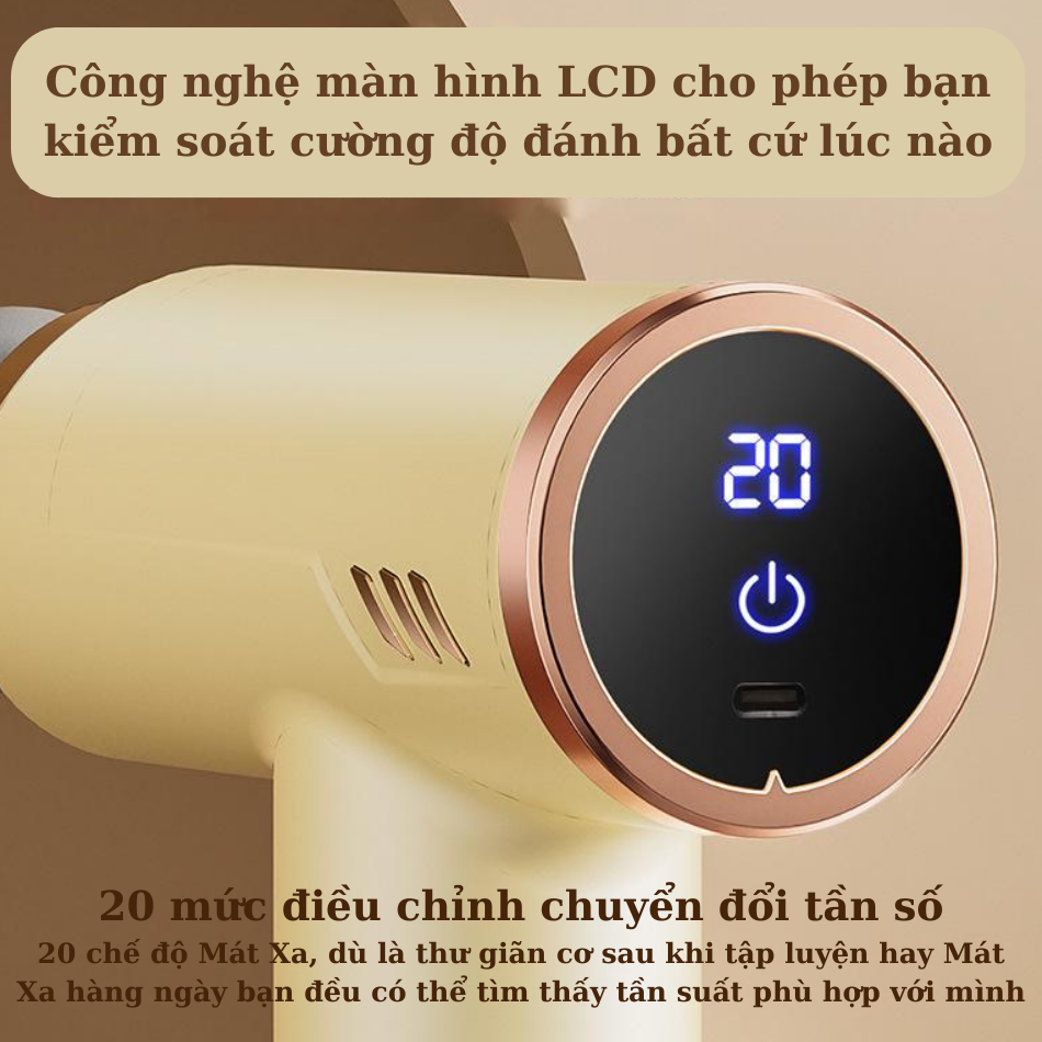 Súng Mát Xa Cầm Tay JOOU M80 Thư GIãn Sâu Làm Giảm Đau Cơ, Màn Hình LCD, 20 Tốc Độ, Biên Độ Sâu 80mm