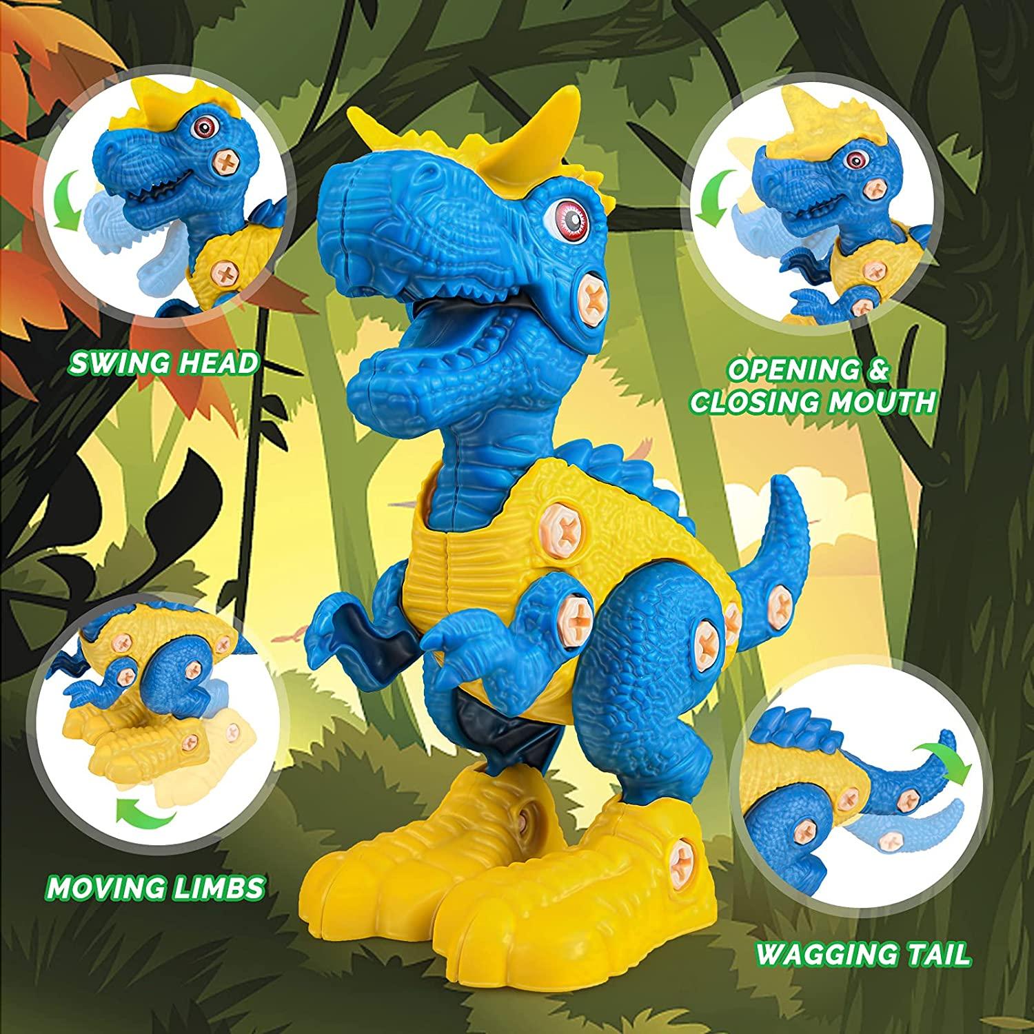 Đồ chơi khủng long, Tháo gỡ đồ chơi khủng long DENOSAUR DUNING với bộ kỹ thuật khoan điện, quà tặng thân cho bé trai và bé gái