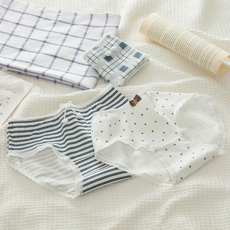 Quần Lót Nữ ️ Quần Cotton Nữ Gân Tăm Dễ Thương Kháng Khuẩn 0126