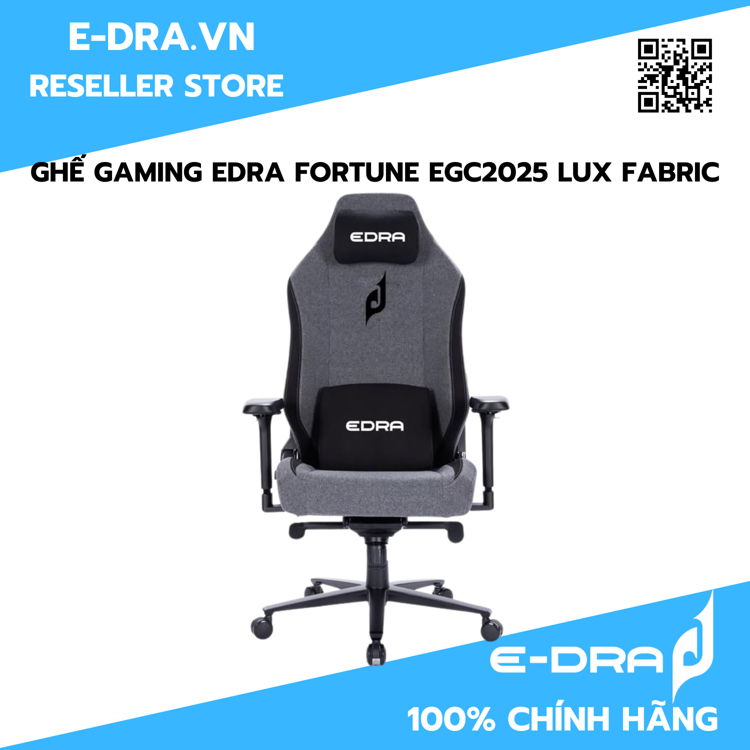 Ghế gaming Edra Fortune EGC2025 Lux Fabric - Hàng chính hãng