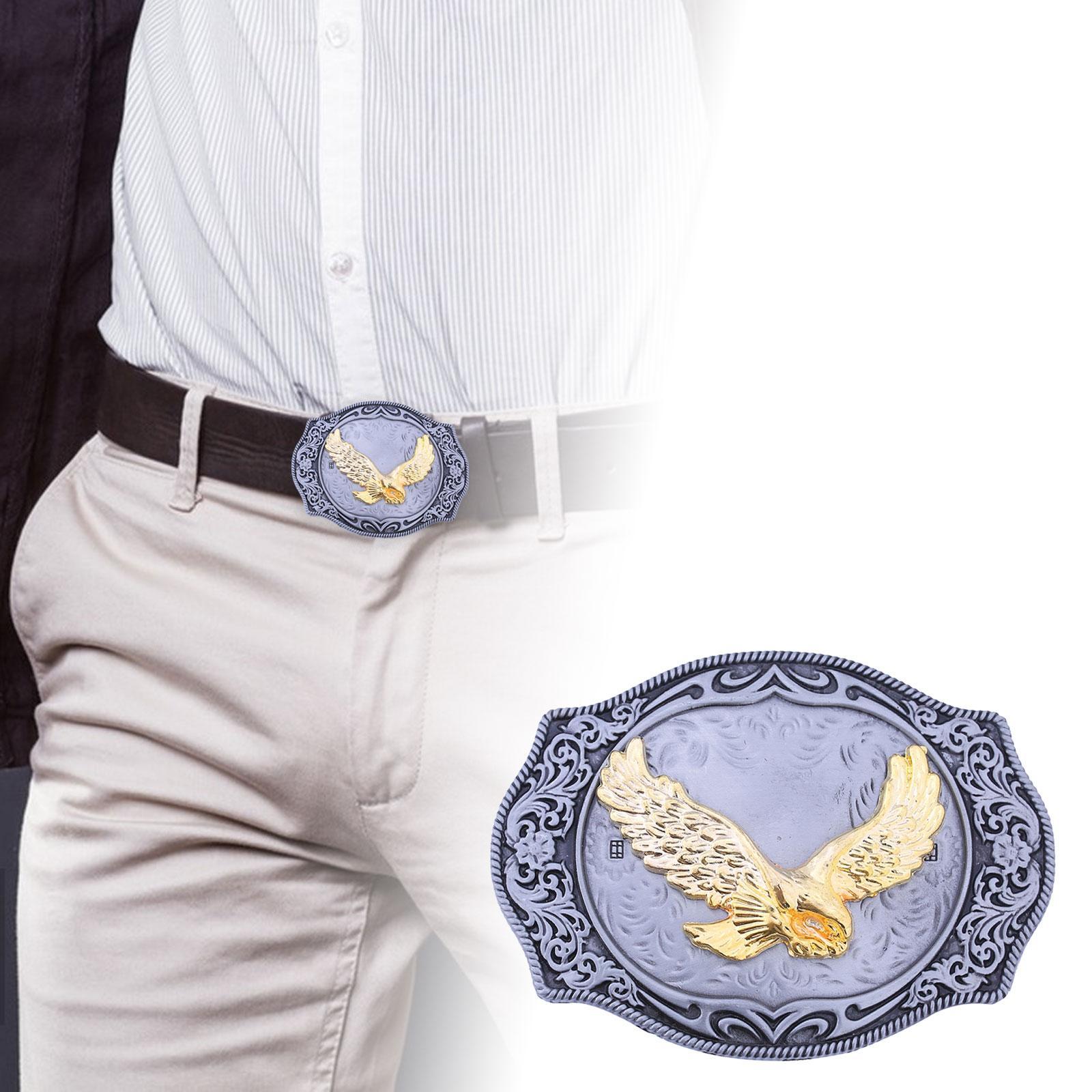 Western Belt Buckle, Leather Belt Buckle Alloy Buckle Engraved Belt Buckle Eagle Belt Buckle Belt Strap Buckle for Boys, Birthday, Cowboy, Party