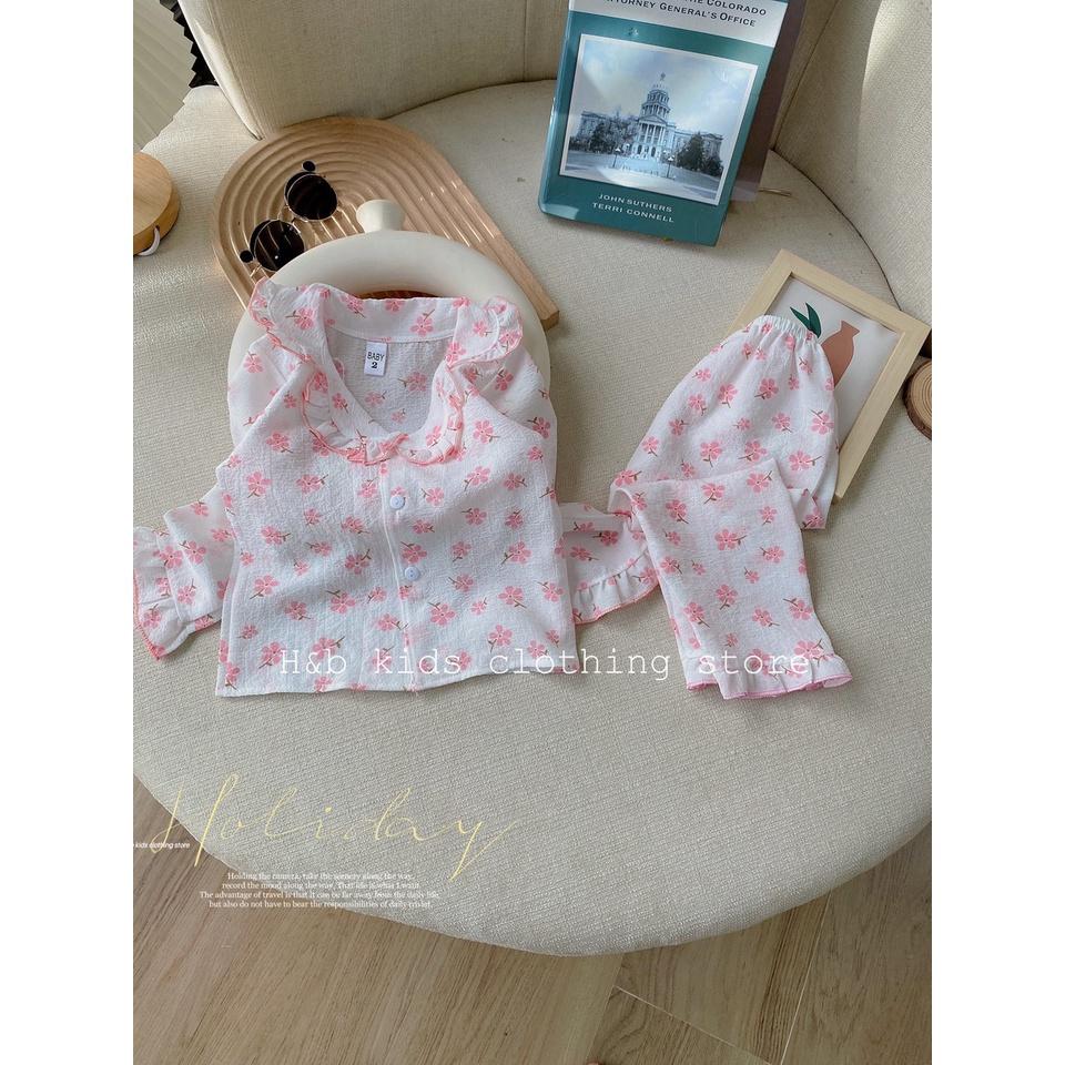 Đồ bộ bé gái, bộ ngủ dài tay pijama cho bé gái size 5-20kg chất đũi thái mềm mịn mát