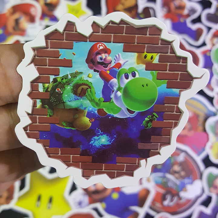 Bộ Sticker dán cao cấp chủ đề SUPER MARIO - Dùng dán Xe, dán mũ bảo hiểm, dán Laptop...