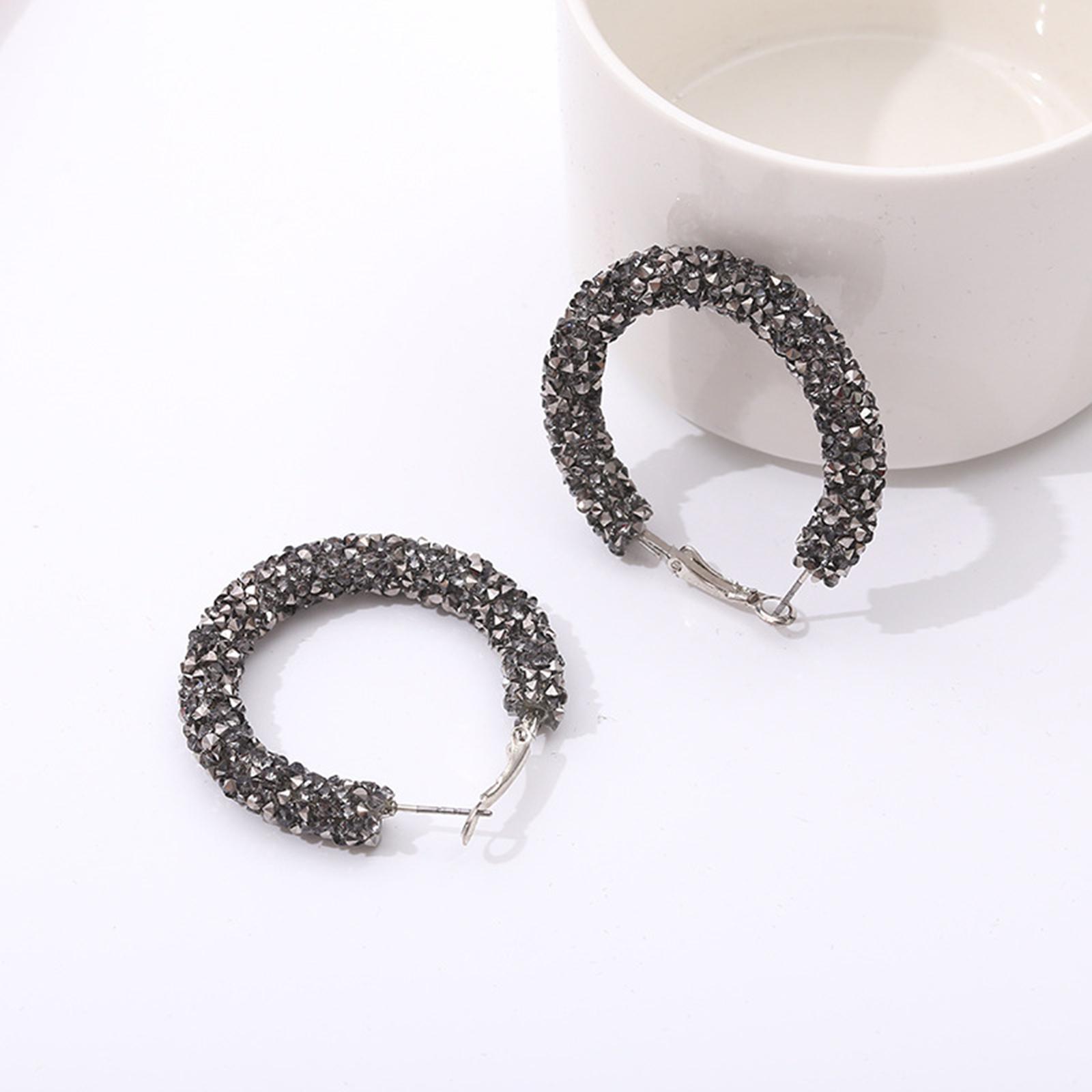 Hoop Earrings Simple Fashion Rhinestone Earrings for Daily Wear Dating Party