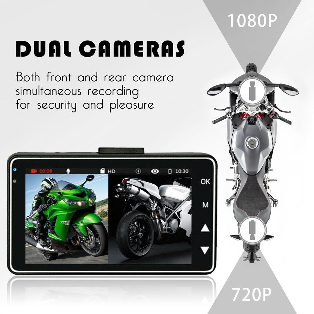 Camera hành trình xe máy có màn hình rời 3inch DVR 1080P HD (2 camera trước và sau xe)