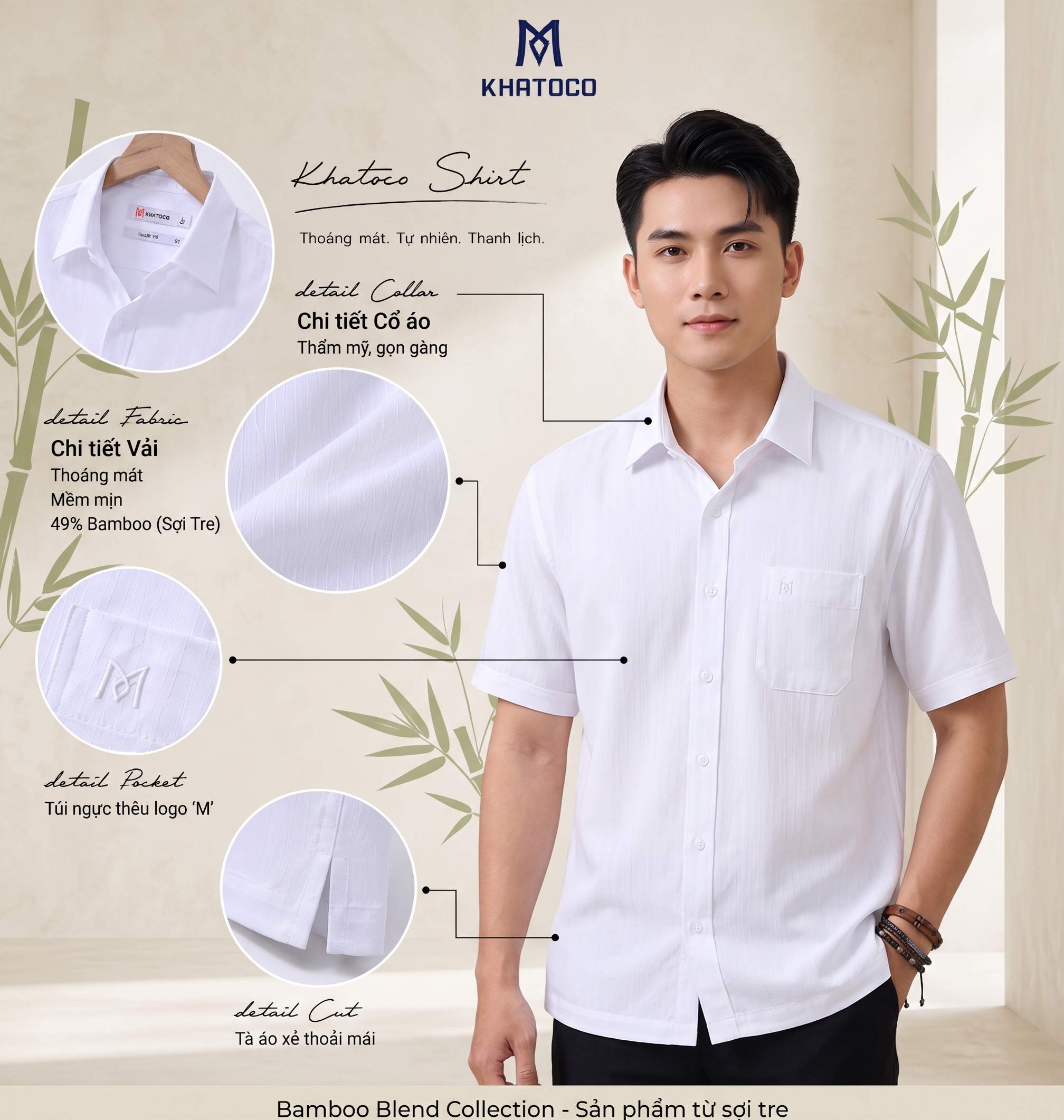 Áo sơ mi Khatoco tay ngắn (L,XL)