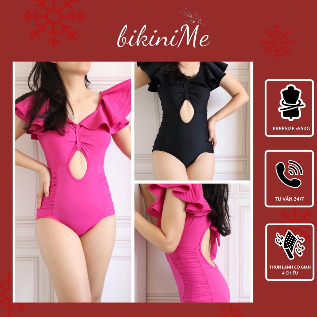 Bikini đồ bơi một mảnh có bèo vai cánh tiên nữ tính 2 màu hồng, đen bikiniMe R7