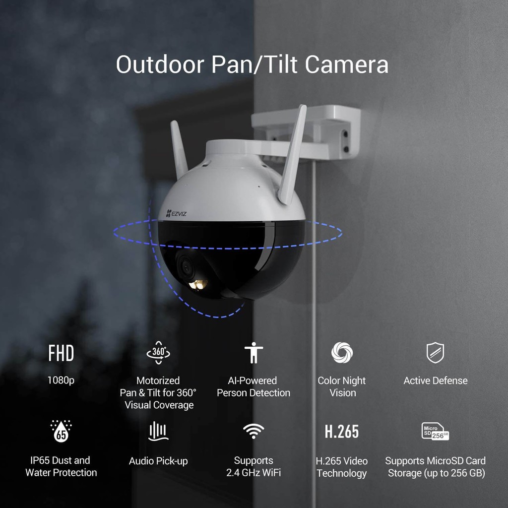 Camera PTZ ngoài trời Xoay EZVIZ C8C 1080P - Hàng chính hãng