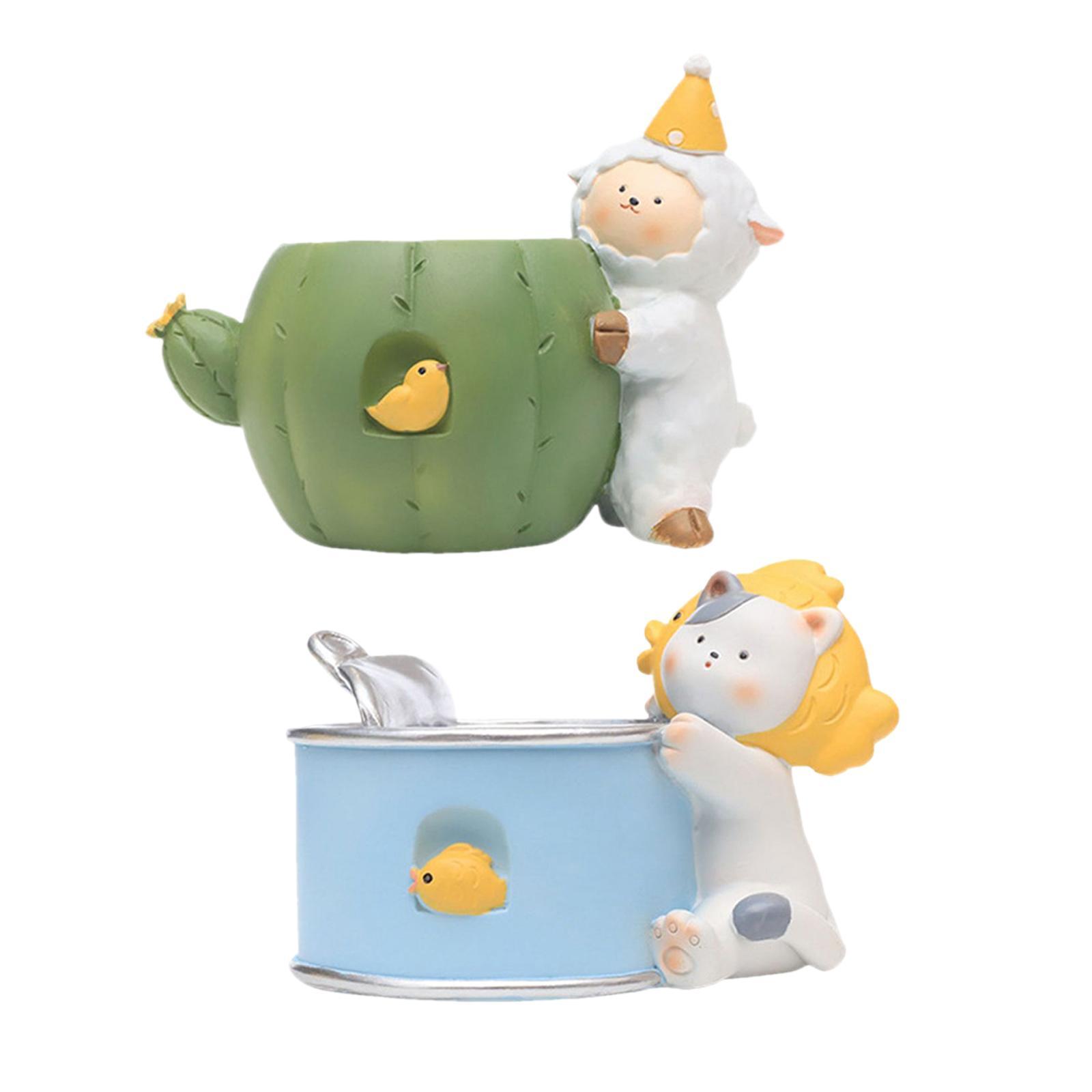 2x flower Planter Resin Ornament Decorative for Windowsill