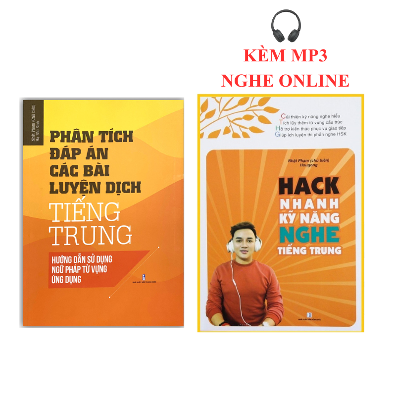 Combo 2 sach Phân tích đáp án các bài luyện dịch Tiếng Trung va Hack nhanh kỹ năng nghe tiếng Trung DVD tài liệu