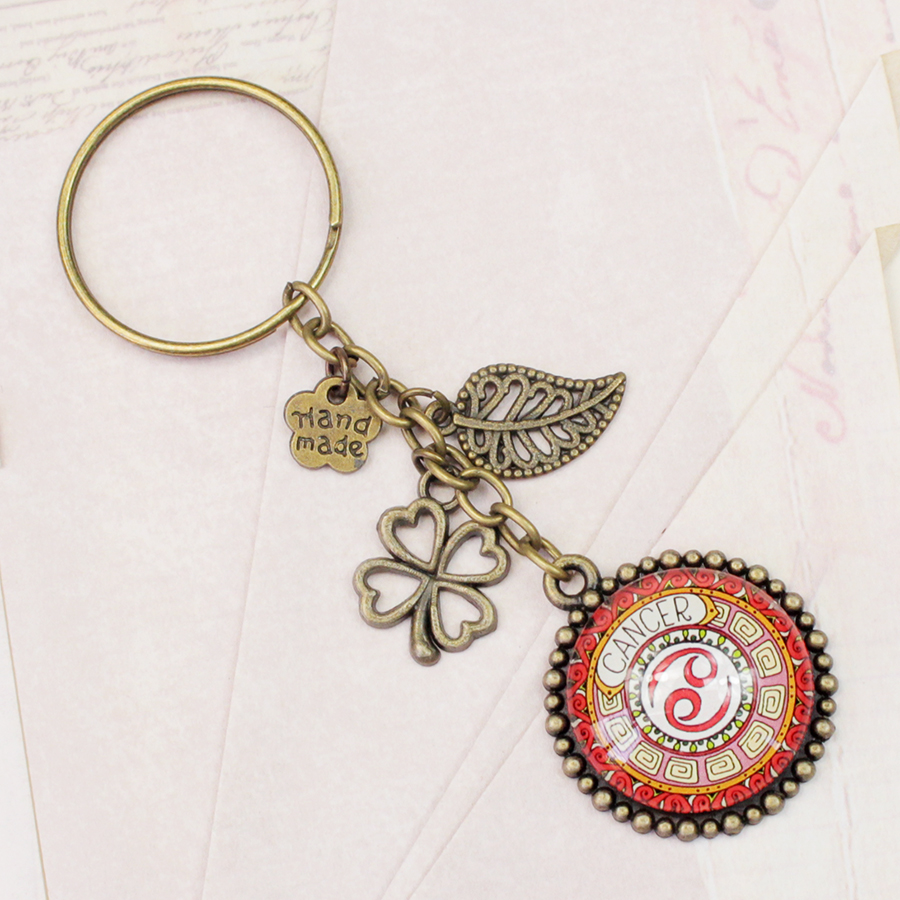 Móc khóa 12 cung hoàng đạo Zodiac màu sắc tươi sáng phong cách retro siêu đẹp 06646-MK0025