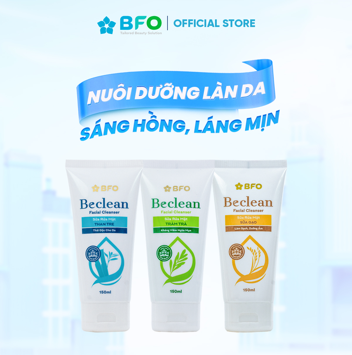 Sữa Rửa Mặt Thiên Nhiên Công Nghệ Anh Quốc Beclean Sạch Sâu Dưỡng Trắng Dung Tích 150ml