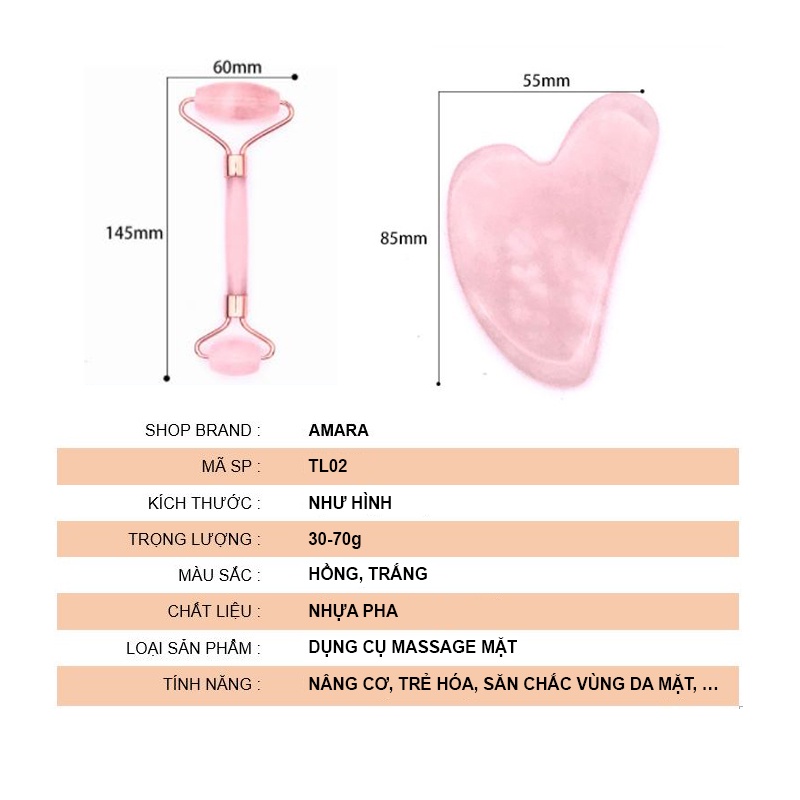 Set Cây Lăn Và Thanh Cạo Salorie Bằng Đá Ngọc Bích Màu Trắng Hồng Mát Xa Da Mặt Chống Nếp Nhăn - Hàng Loại 1 - Chính Hãng MINIIN