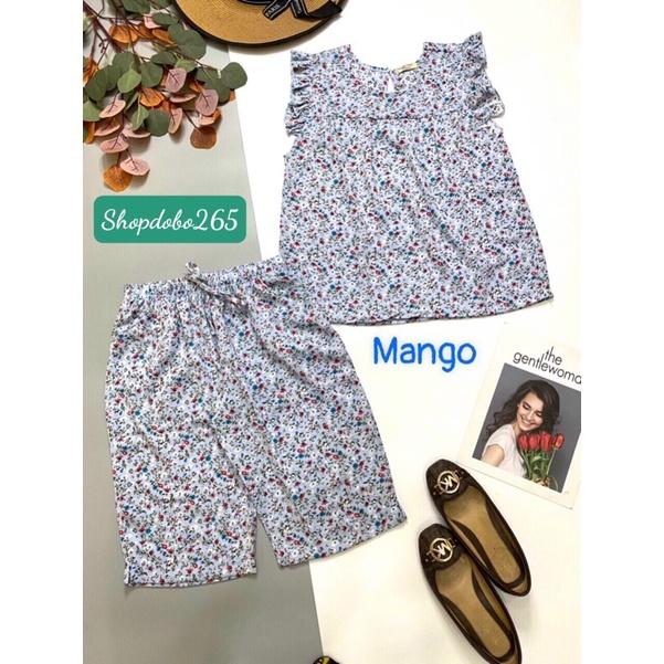 Đồ bộ nữ,đồ ngủ mặc nhà lửng vải lụa mango hoạ tiết hoa nhí thời trang size 45-57kg.
