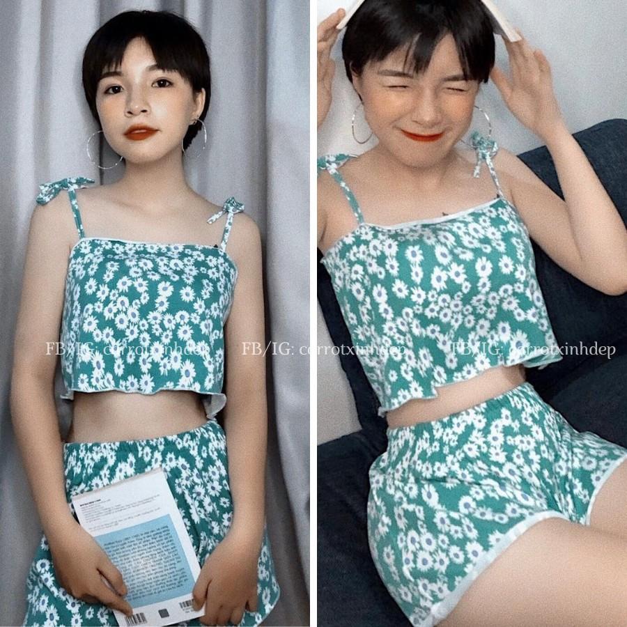 Set đồ ngủ đùi nữ chất cotton cực dễ thương đáng yêu siêu xinh