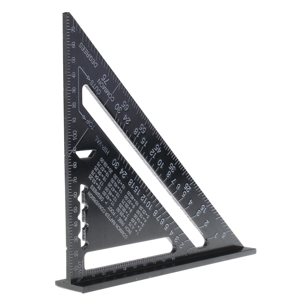 Góc 7 Inch Nhôm Tam Giác Tam Giác Hệ Mét Quy Mô Đo Thước Thợ Mộc Khung Viền Bằng Đo Dụng Cụ