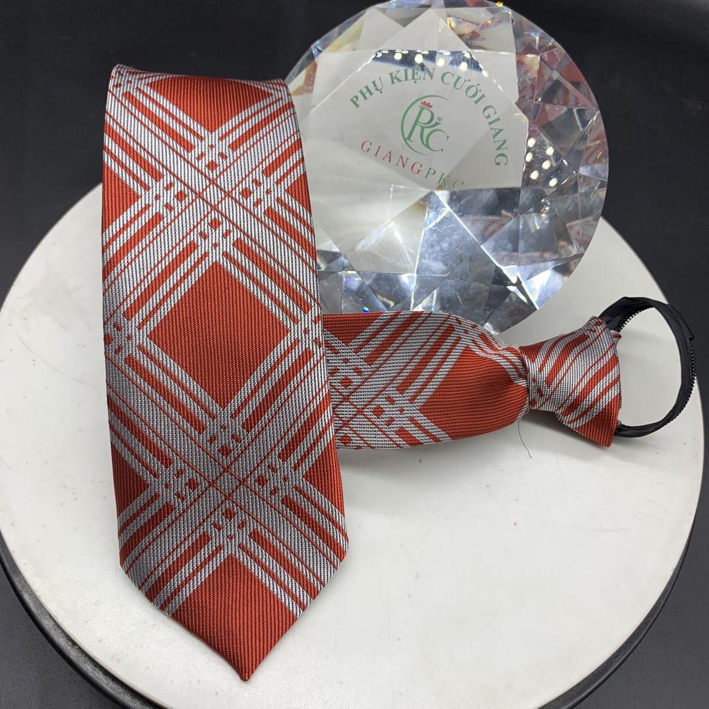 Cà Vạt Nam GiangpkcThắt Sẵn, Dây Kéo, Bản nhỏ 6cm công sở Vải Silk Lụa 100%, 3 Lớp mẫu mới tháng 7-2021