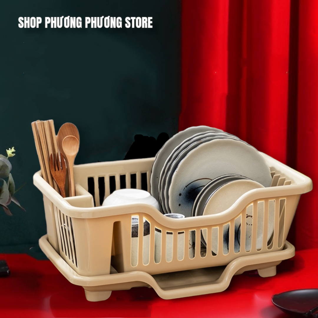 Rổ Úp Bát - Kệ Bếp Khay Đựng Chén Bát, Đĩa, Thìa, Đũa Có Khay Thoát Nước Tiện Lợi - Hàng Loại 1 - Chình Hãng HOKORI Xuất Nhật