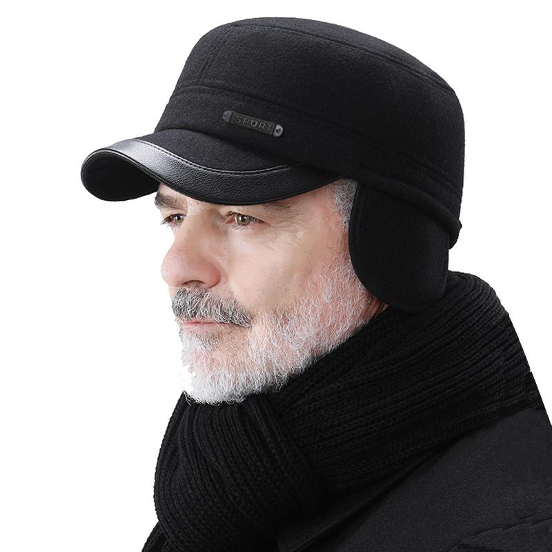 Quân đội mũ phẳng ấm áp mùa đông mũ thể thao mũ golf cho nam snapback casquette xương bố mũ Gorras Earflaps làm dày bóng chày Color: gray Size: 55-60CM