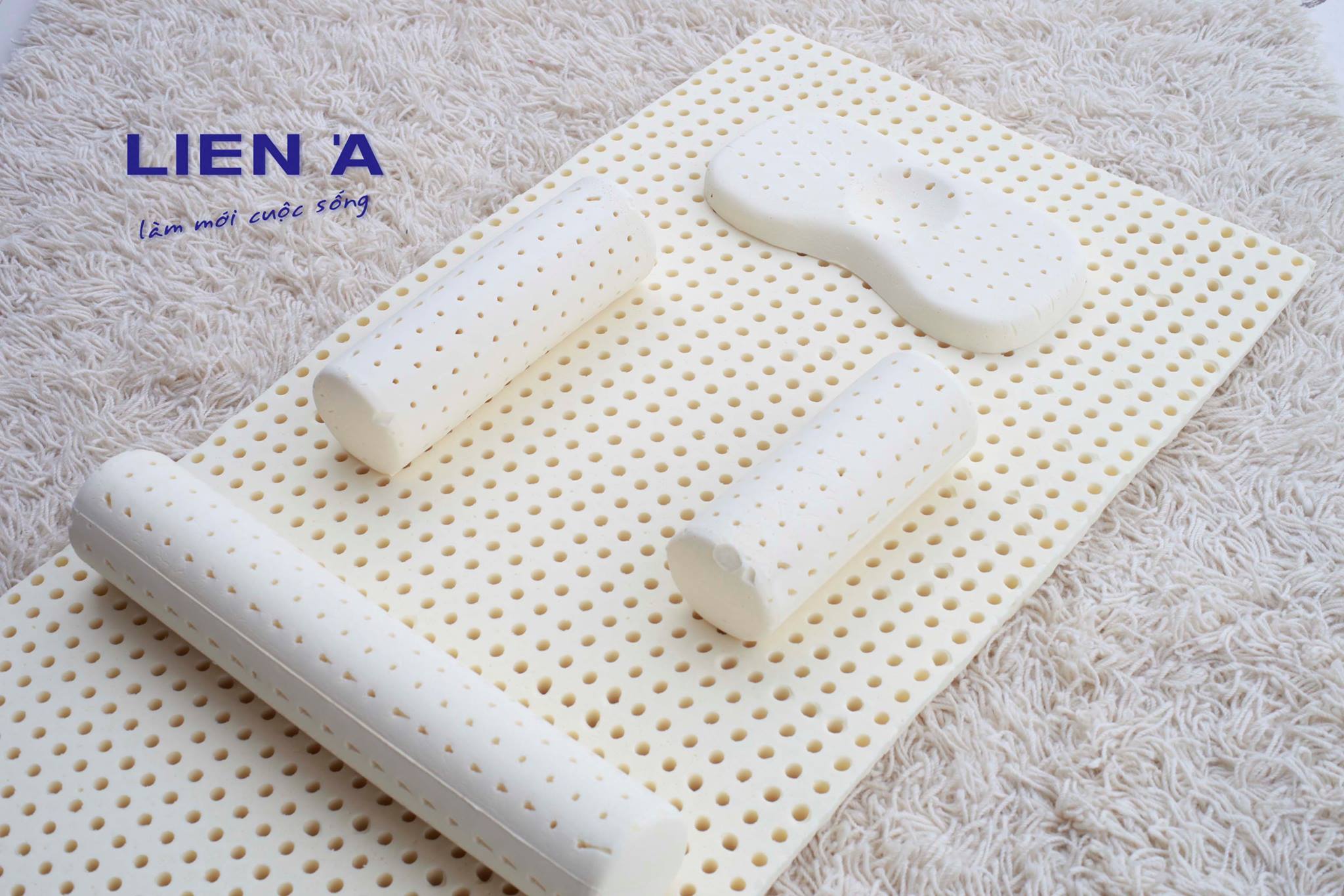 Combo Gối Nệm cao su em bé Liên Á Bambino- cao 2cm - Cao Su Thiên Nhiên 100