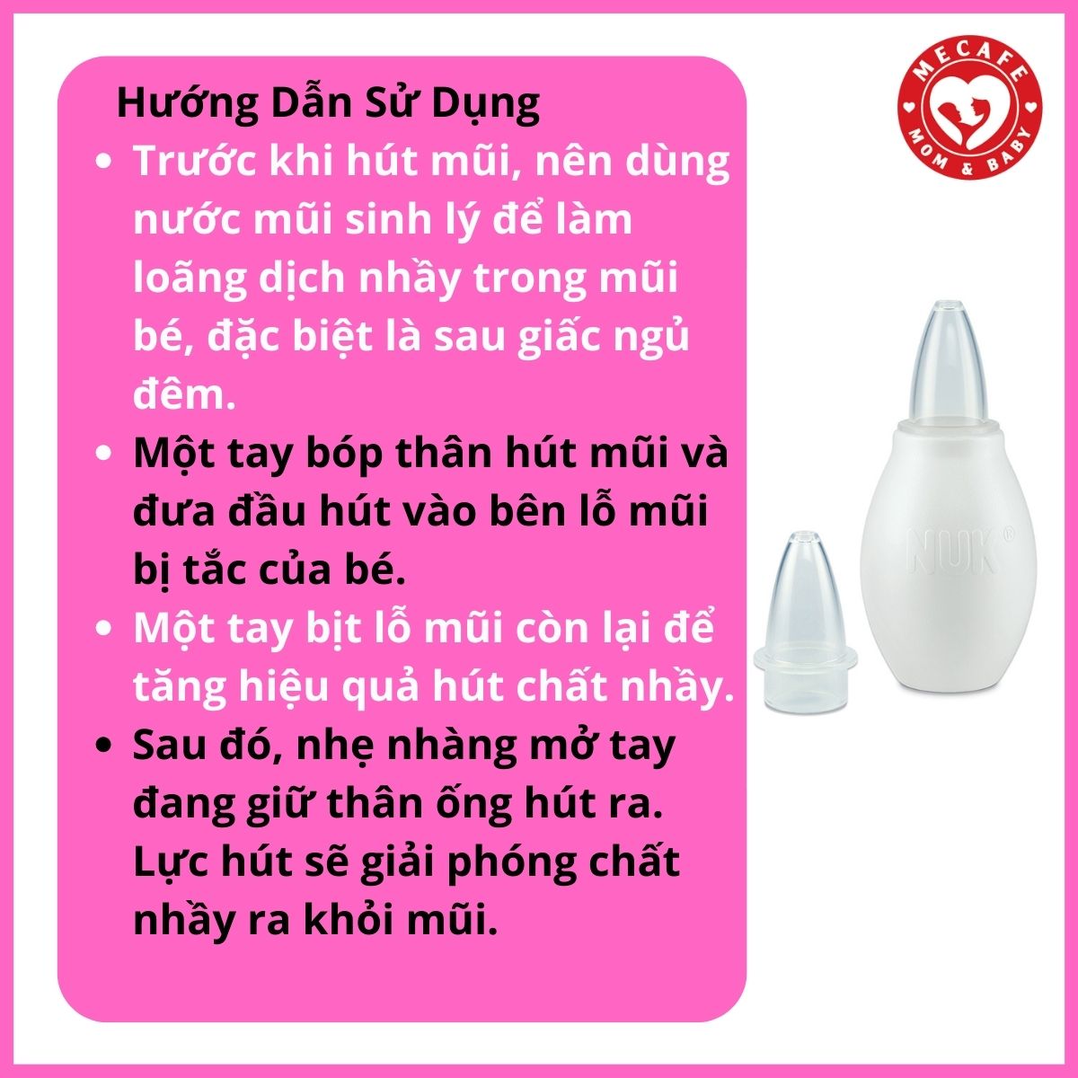 Dụng cụ hút mũi cho bé NUK làm sạch nhanh chóng an toàn nhẹ nhàng (dùng cho bé từ 0 tháng tuổi) tặng kèm 2 zipper