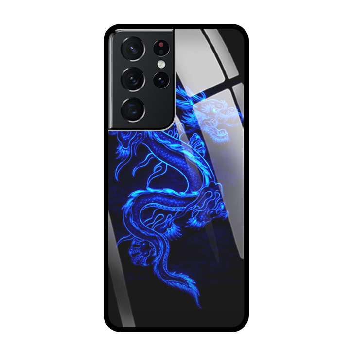 Ốp Lưng Kính Cường Lực Cho Điện Thoại SAMSUNG GALAXY S21 ULTRA - 0270 DRADON02 - Hàng Chính Hãng