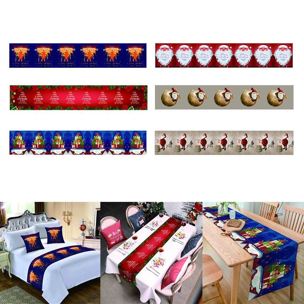 Christmas Pattern Cotton And Linen Table Bed Runner Double Sided Tapestry