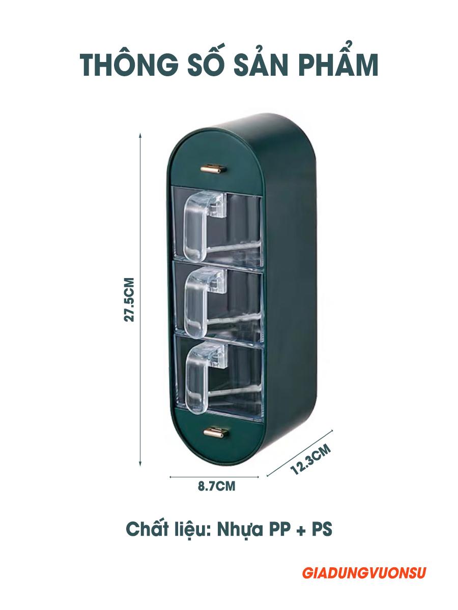 [KoSuyTu] Hộp Đựng Gia Vị Treo Tường 3 Tầng 5 Ngăn Nhà Bếp - Miếng Dán Cực Chắc Chắn, Nhựa Nguyên Sinh, Chống Nước Chống Ẩm - An Toàn, Sang Trọng, Tiện Lợi