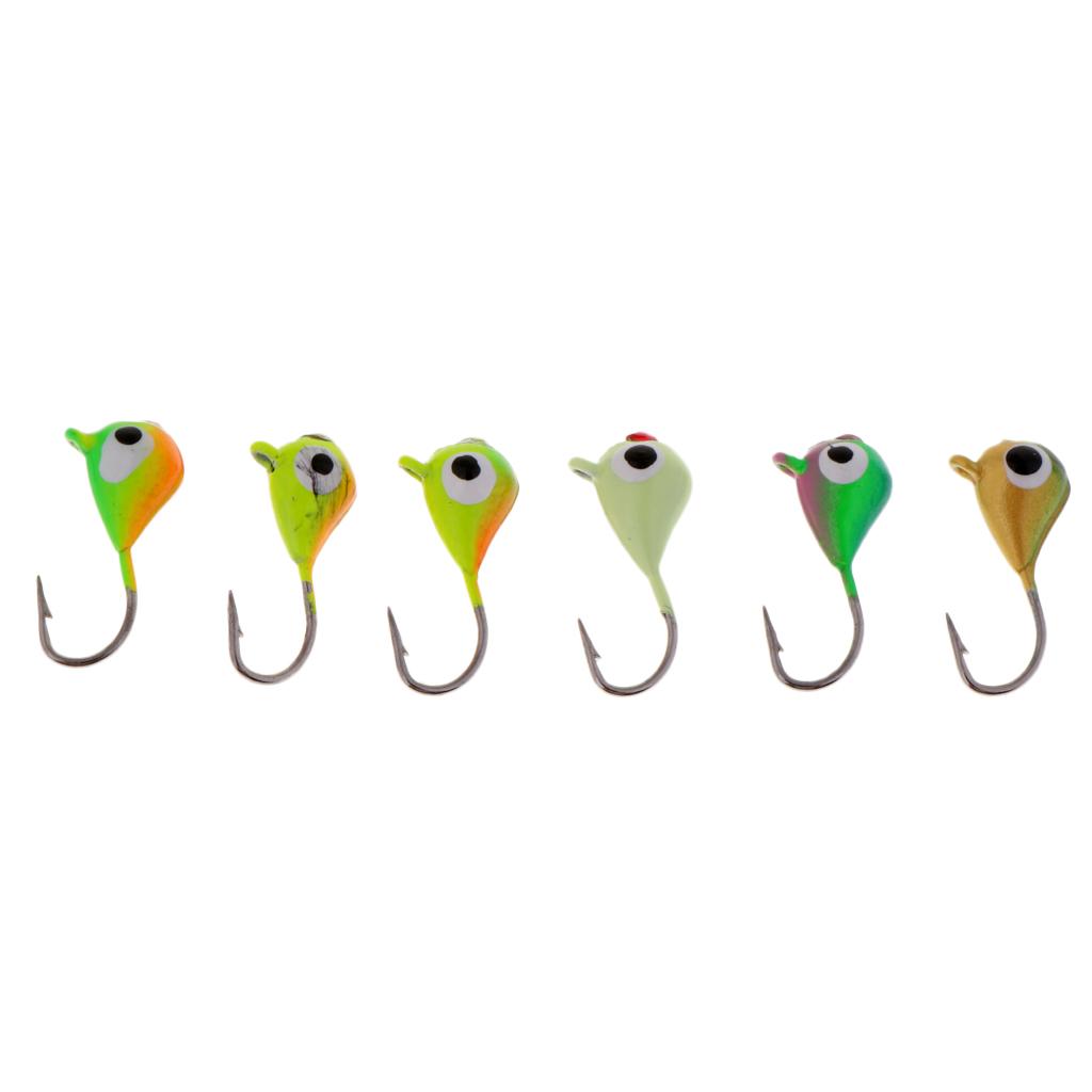 6pcs Ice Fishing Jigs Lure with Single Hook Jig Head Baits Artificial Bait