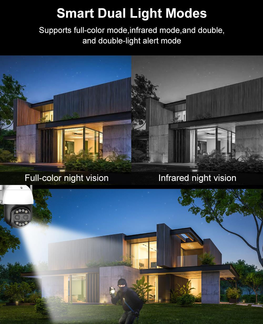 MediaSite 8MP 4K 8x Lai Zoom 2.8 12mm Ống Kính Kép PTZ Camera IP WiFi Phát Hiện Con Người An Ninh camera Giám Sát Video ICsee