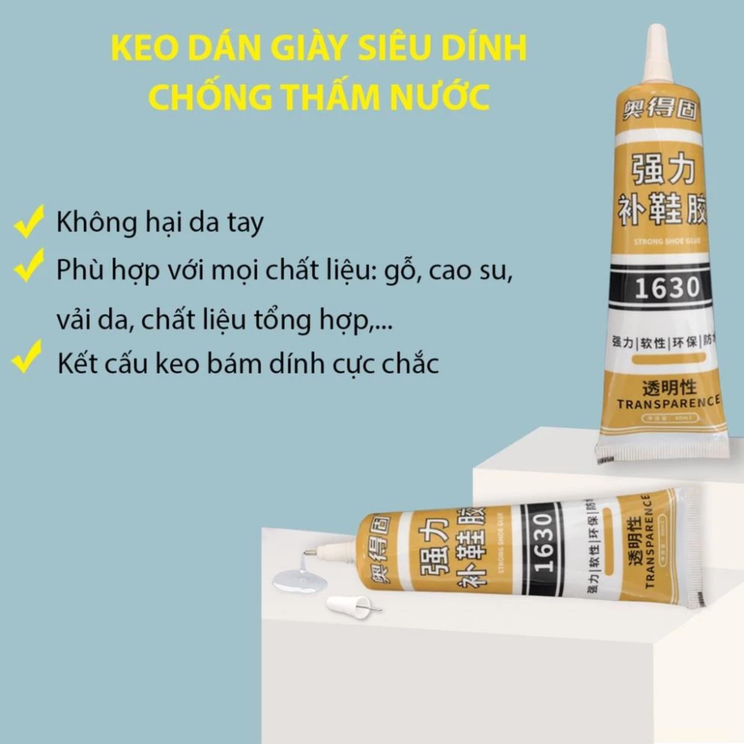 Keo Đa Năng Dán Đế Giầy Dép Thể Thao, Sneaker, Keo 1630 Dán Giày Dép Chuyên Dụng Siêu Dính, Siêu Bền, Tiện Lợi Trong Gia Đình. TakyHome 6070