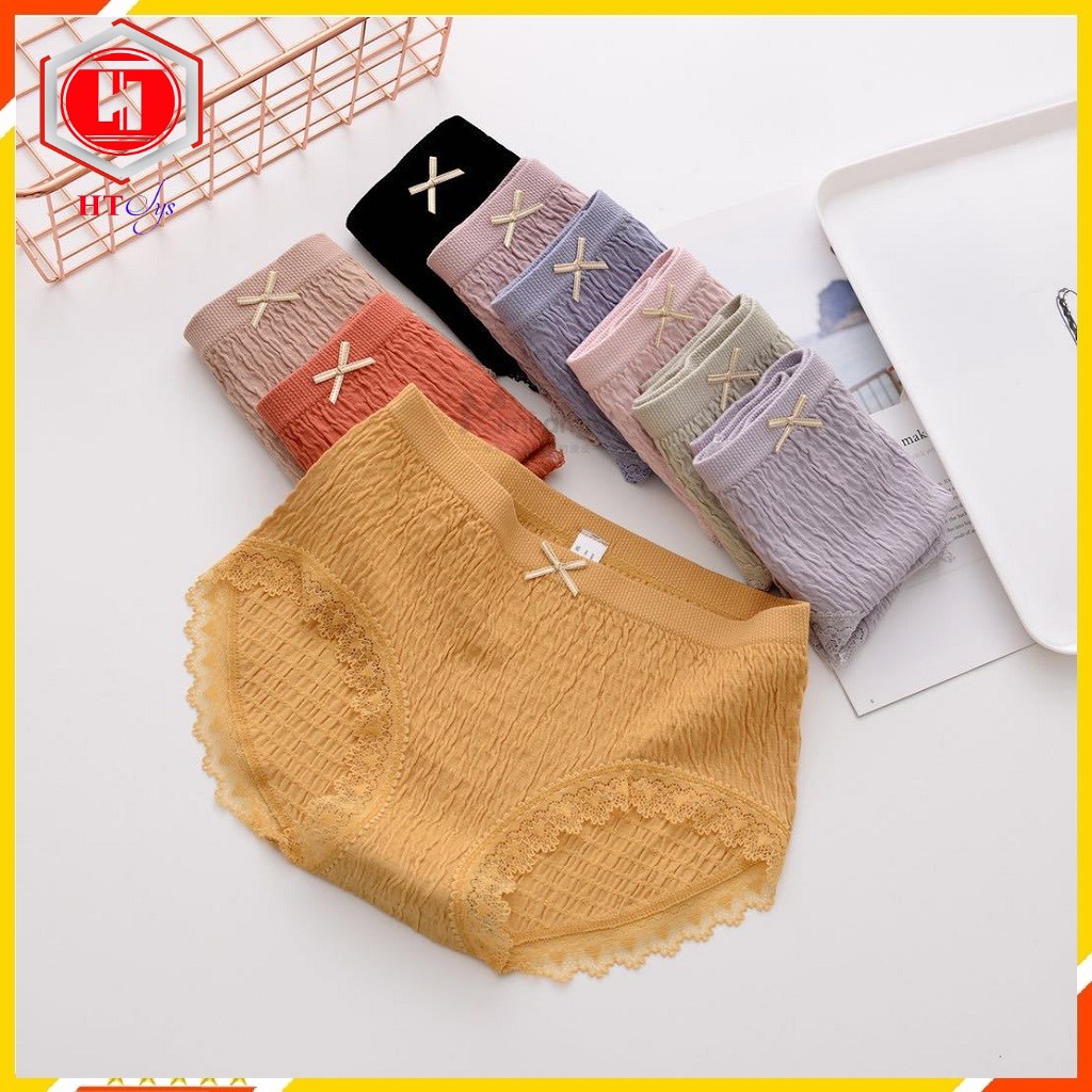 Combo 10 Quần Lót Nữ Cotton Kháng Khuẩn Thông Hơi Viền Ren Đính Nơ Freesize từ 40-60Kg - Mẫu Quần Chip Quốc Dân