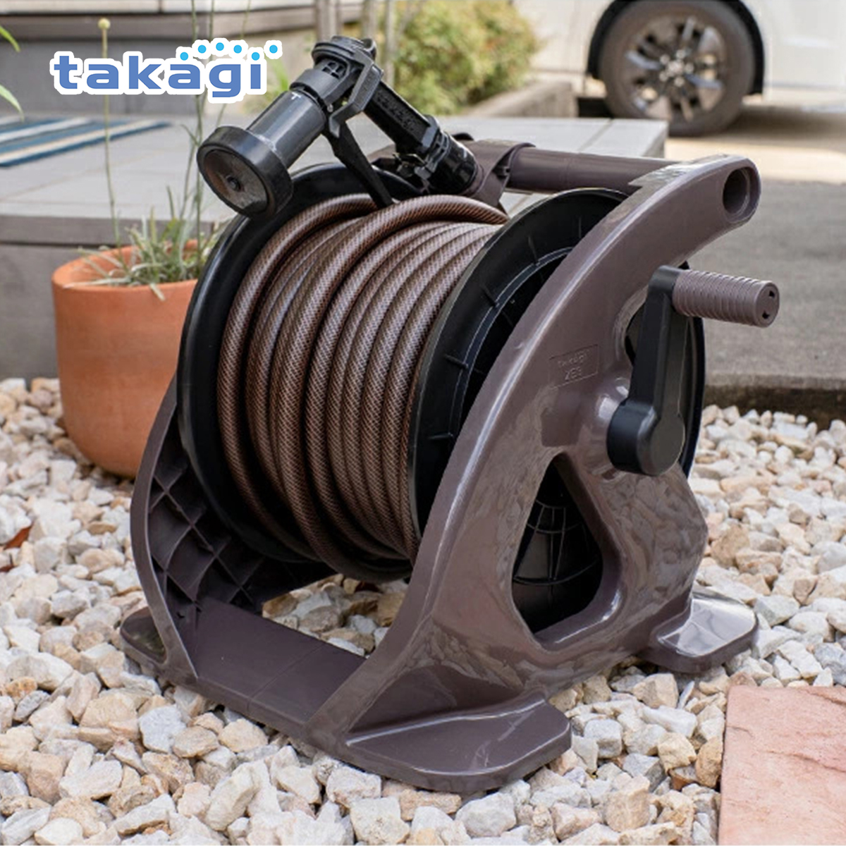 Bộ cuộn ống tưới cây 30m Tough Brown Takagi R330TBR